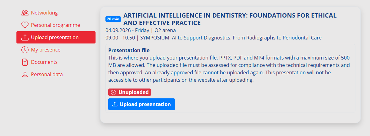 Presentation upload